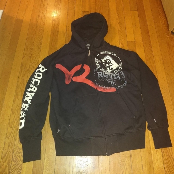 Vintage Y2K Grunge Rocawear Black Hoodie Size Large